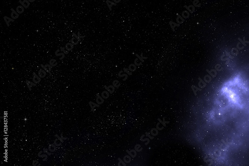 Fototapeta Naklejka Na Ścianę i Meble -  Space Scene with Star Field and Purple Bebula Clouds
