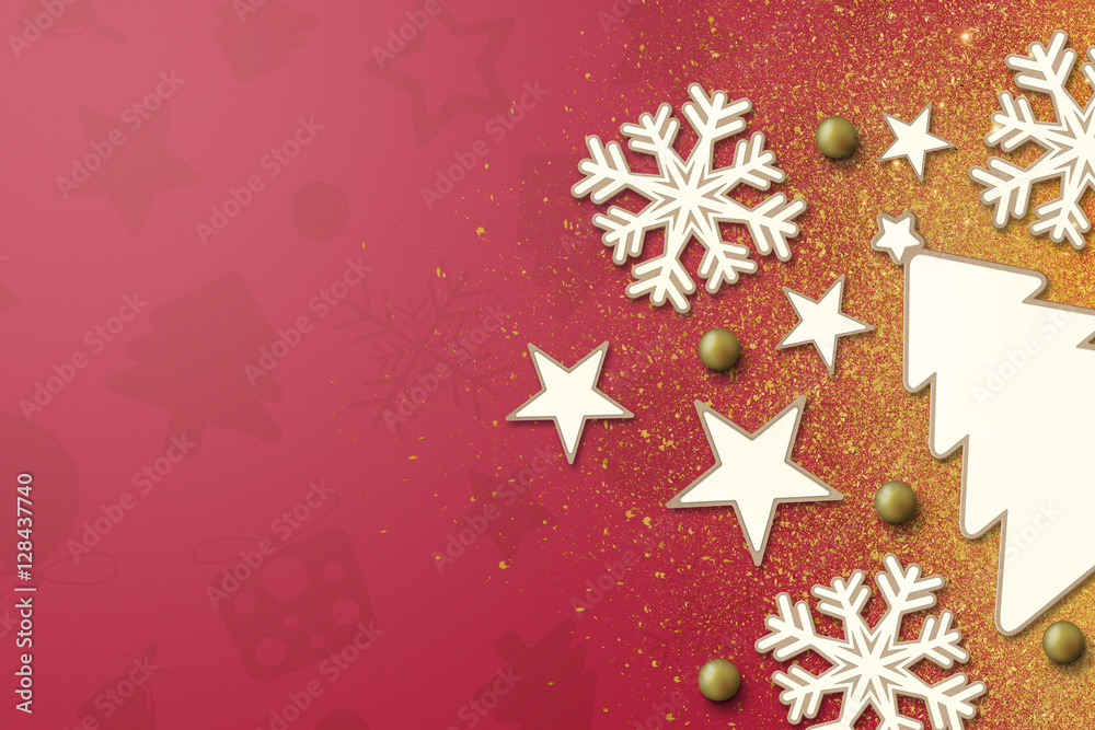 merry christmas and happy new year with festive gold accessories decoration. space for text merry christmas and happy new year with festive gold accessories decoration. space for text