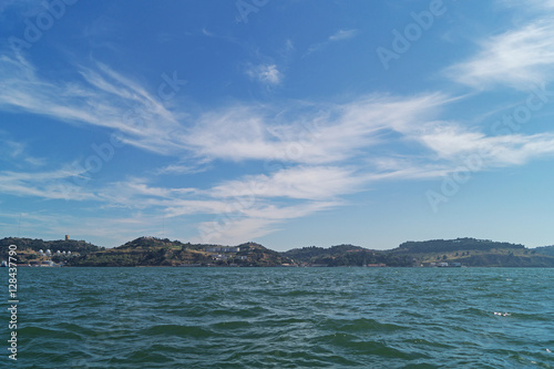 Seascape against the background of the shore