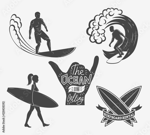 Photography Set of surfing vintage design elements