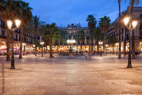 Photography Placa Reial in Barcelona at Night