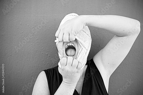 Sick woman hysterical