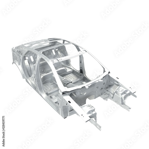 Skeleton of a car on white. 3D illustration photo