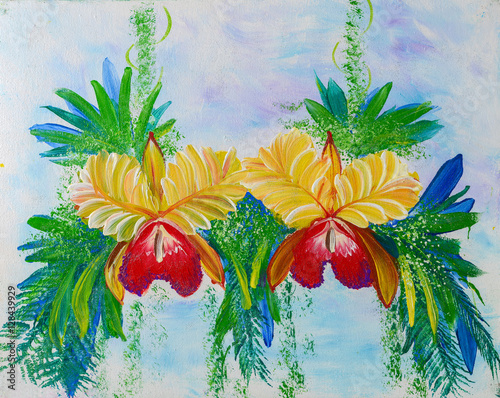orchid flower watercolor painting