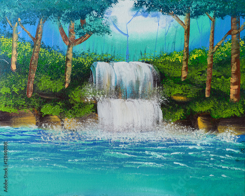 waterfall watercolor painting
