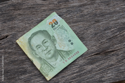 Thai banknote on wood