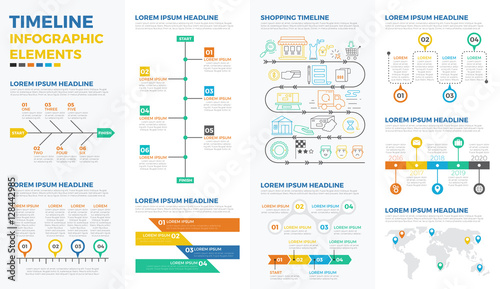 Business timeline infographic elements