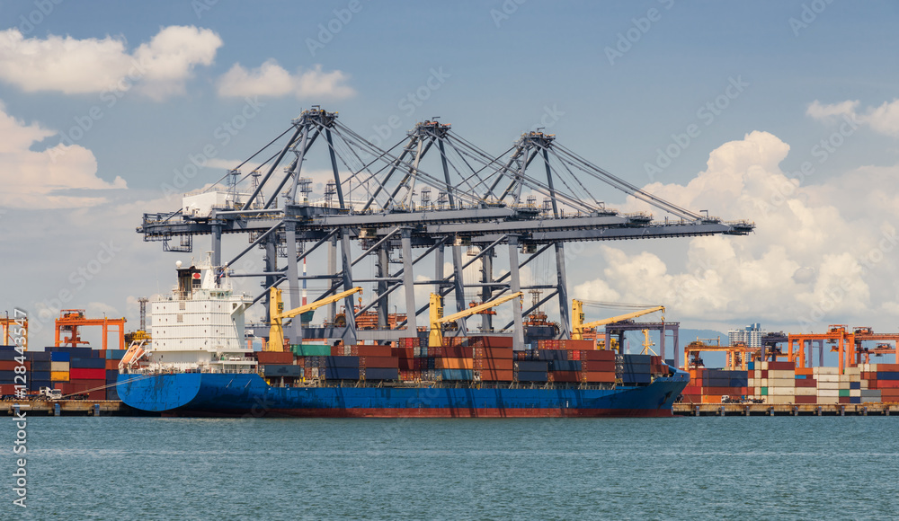 Cranes loading containers