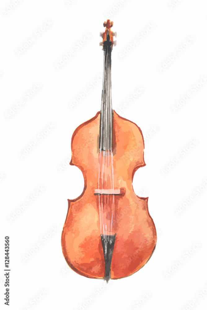 Isolated watercolor cello on white background. Beautiful classic instrument. Isolated watercolor cello on white background. Beautiful classic instrument.