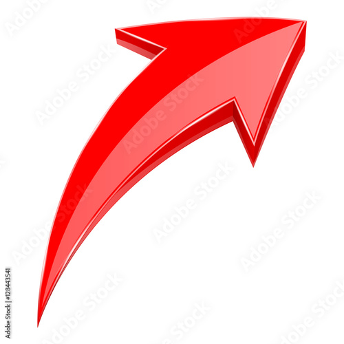 Red arrow. 3d shiny UP rising icon
