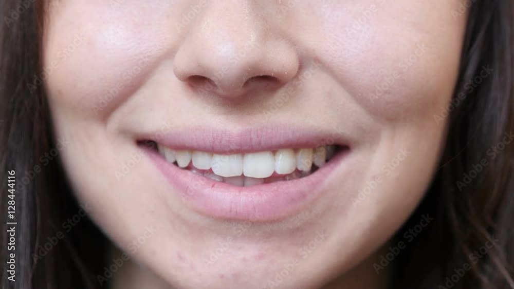 Close Up Of Smiling Female Lips Close Up Of Smiling Female Lips