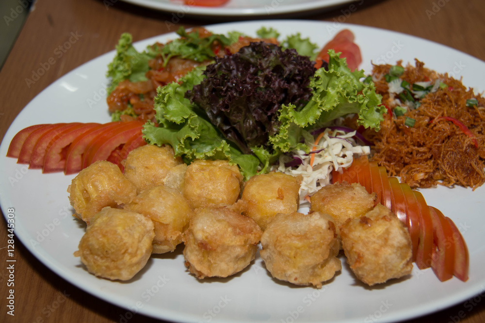 Dish with vegetables and appetizers food Dish with vegetables and appetizers food