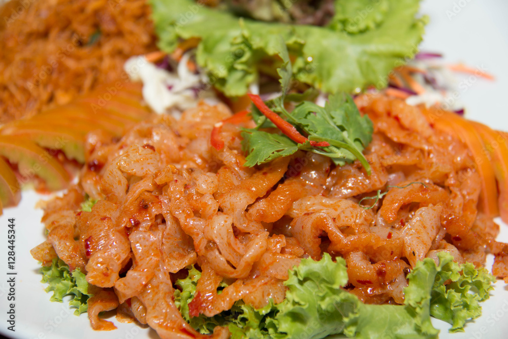 delicious Chinese seafood cuisine. Jellyfish salad. delicious Chinese seafood cuisine. Jellyfish salad.