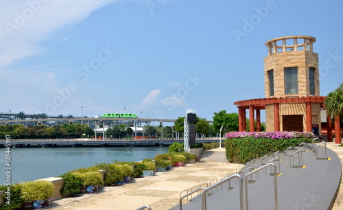 View on Singapore monorail from Sentosa Island