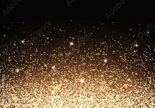 Flare background. Golden light. Christmas bokeh. Ornament for cover, congratulation, leaflets, invitation, greeting, banners, brochures, booklets. Vector decorative design. 
