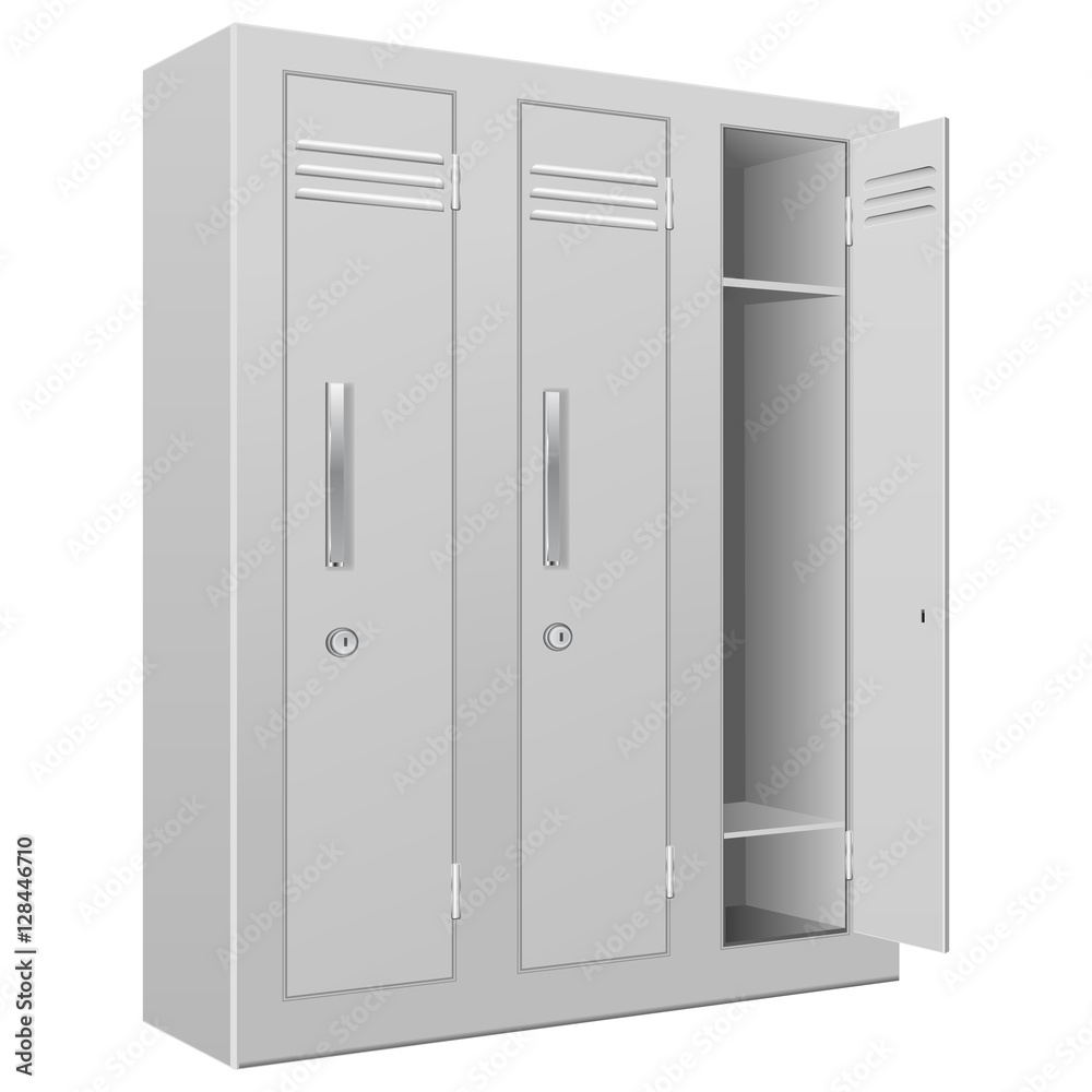 School lockers. With the white door open School lockers. With the white door open