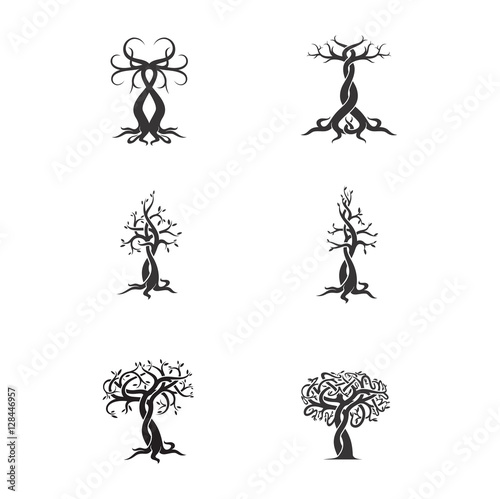 set of vector logos tree tattoo