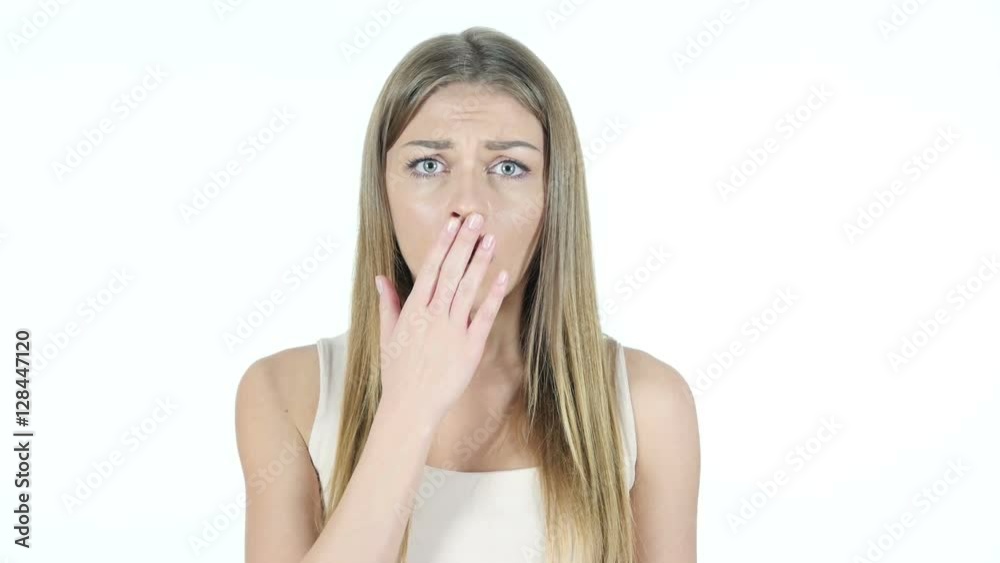 Woman in Shock, White Background Woman in Shock, White Background