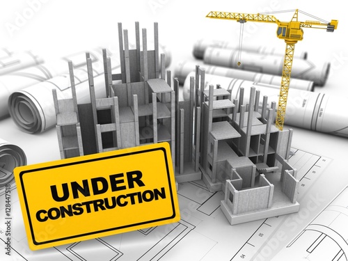 Fototapeta Naklejka Na Ścianę i Meble -  3d illustration of  over drawings background with crane
