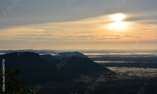The sunrise and scenery of landscape in Thailand.