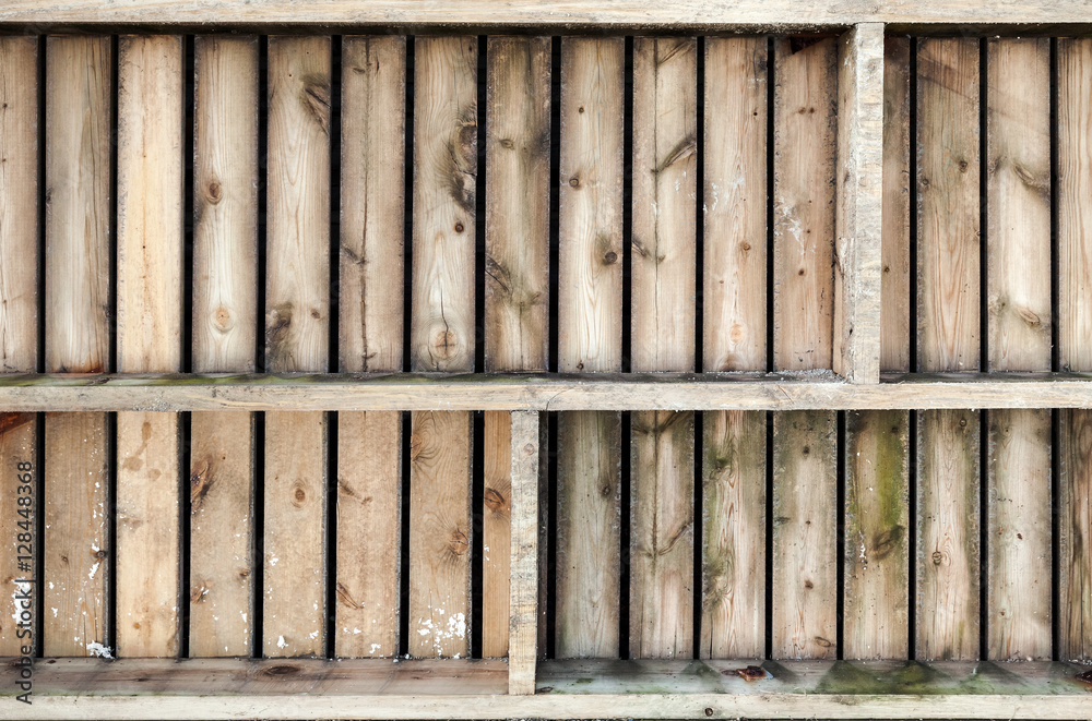 Old wooden wall with shelves, texture Old wooden wall with shelves, texture