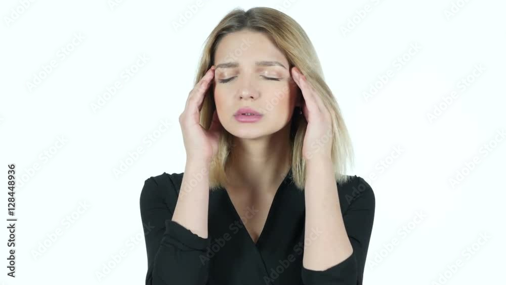 Headache, Frustration, Tension, Depressed Woman Headache, Frustration, Tension, Depressed Woman