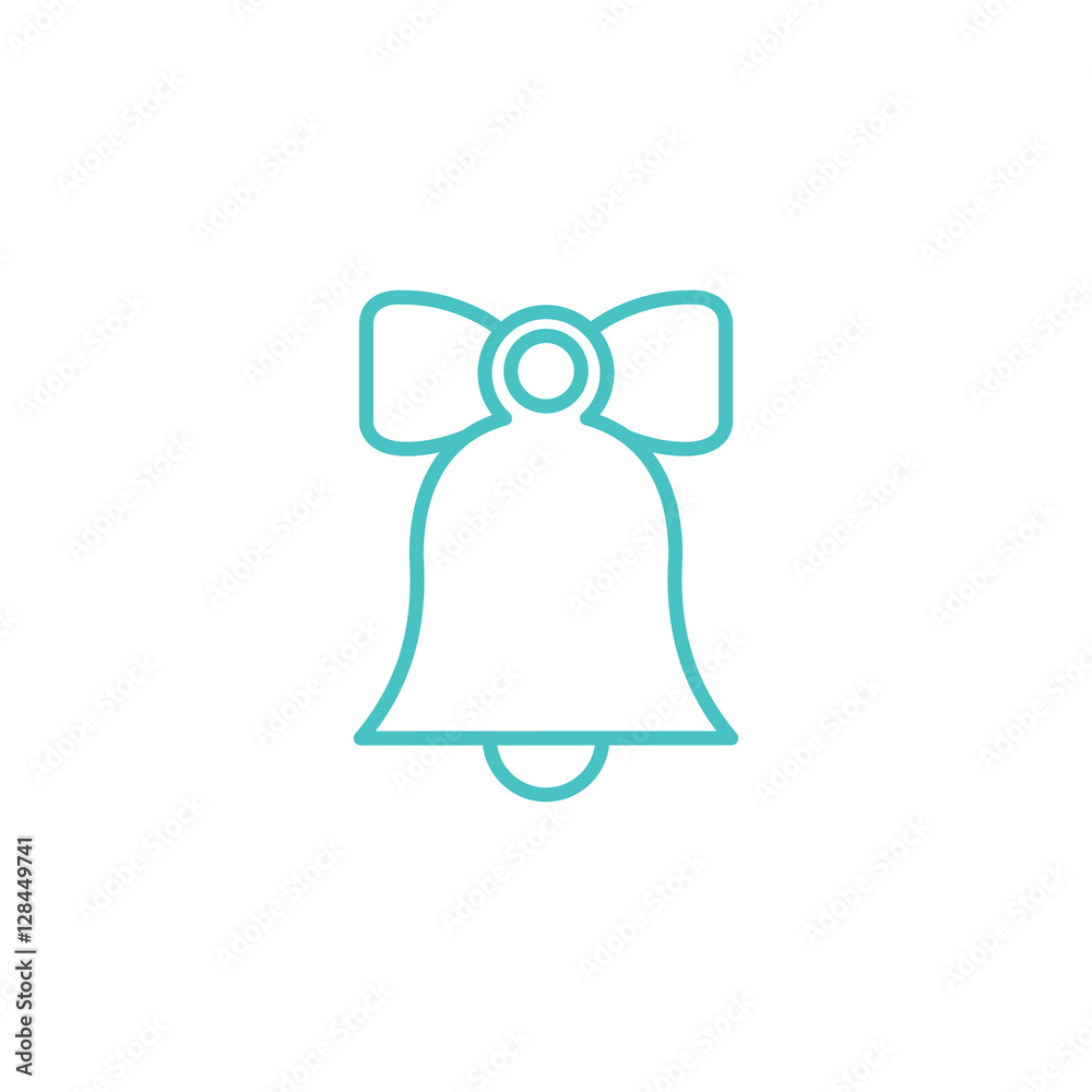 bell ring doorbell hand bell ribbon bow outline thin line vector icon blue on white background bell ring doorbell hand bell ribbon bow outline thin line vector icon blue on white background