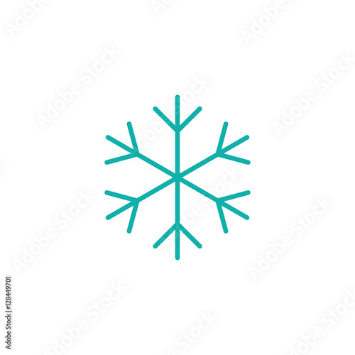 snowflake snow freeze winter thin line outline icon blue on white background