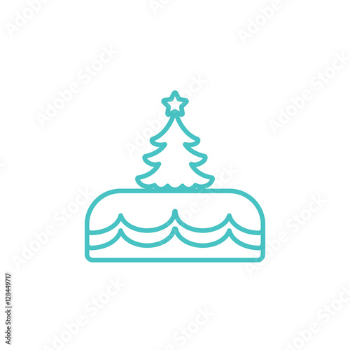 xmas christmas cake pie biscuit line icon white and blue
