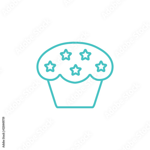 cake cupcake sweet baked biscuit dessert line icon blue and white