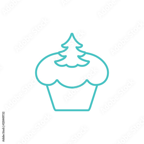 cake cupcake sweet baked biscuit dessert line icon blue and white
