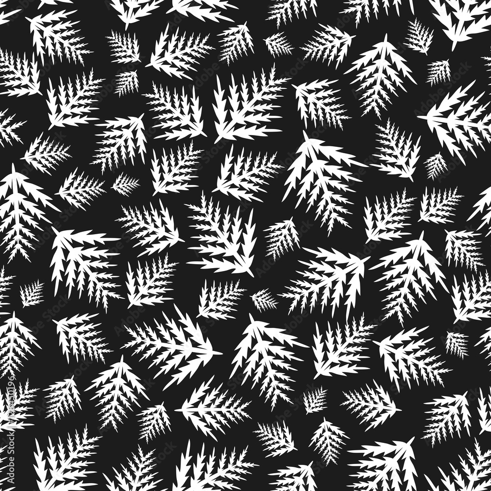 Vector black and white contrast seamless pattern with floral twigs Vector black and white contrast seamless pattern with floral twigs