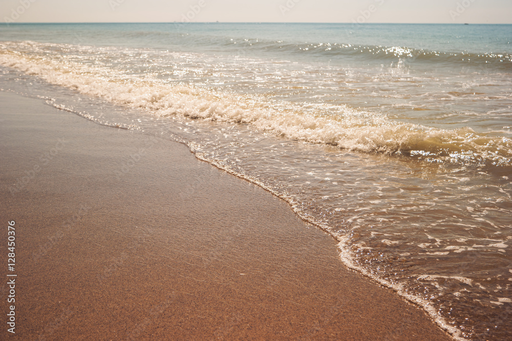 Small waves on the shore. Sea and horizon. Wonderful spot for summer rest. Find paradise on earth. Small waves on the shore. Sea and horizon. Wonderful spot for summer rest. Find paradise on earth.