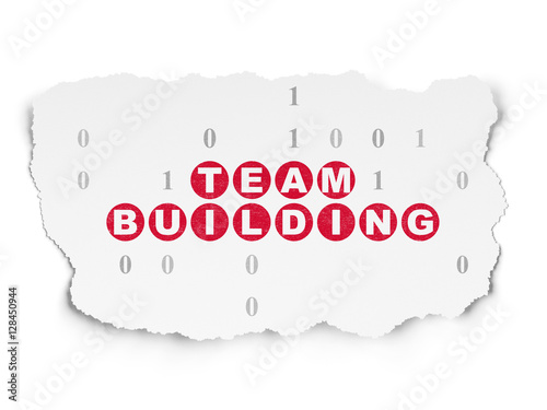 Business concept: Team Building on Torn Paper background