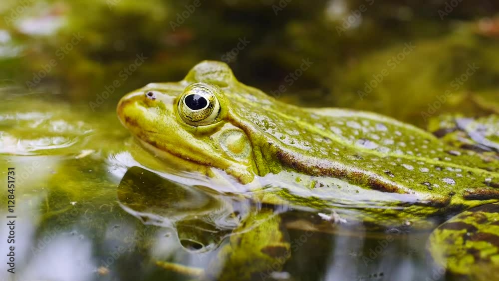 Wasserfrosch, Grünfrosch im Wasser, Rana esculenta Wasserfrosch, Grünfrosch im Wasser, Rana esculenta