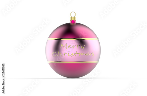 Różowa bombka na białym tle