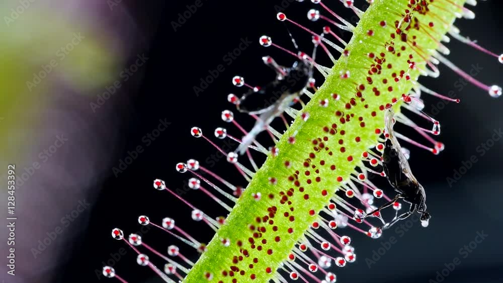 Langblättriger Sonnentau mit Beute, Drosera anglica StockVideo Adobe