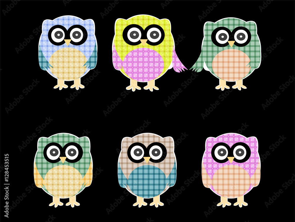 set of cute textile owls set of cute textile owls