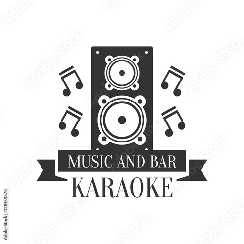 Stage Speaker And Music Notes Karaoke Premium Quality Bar Club Monochrome Promotion Retro Sign Vector Design Template