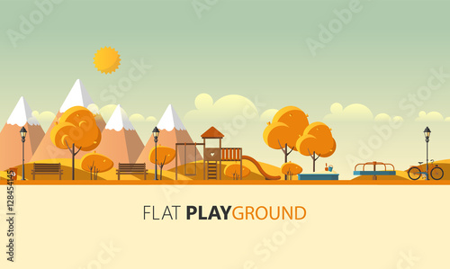 Public Park Abstract Vector Flat illustration.

