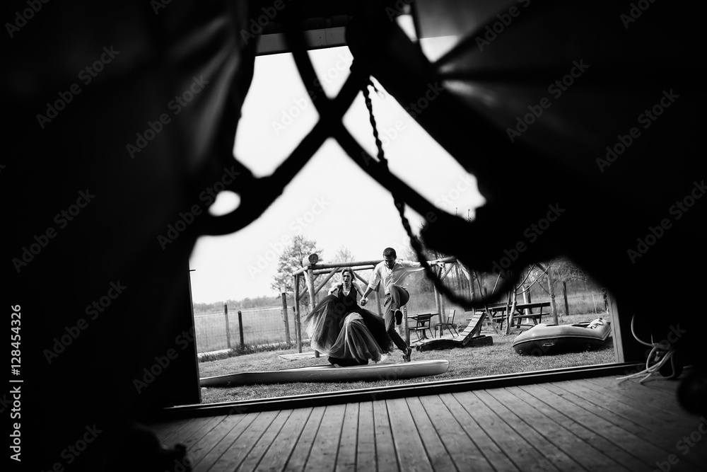 Beautiful couple holding hands b&w Beautiful couple holding hands b&w