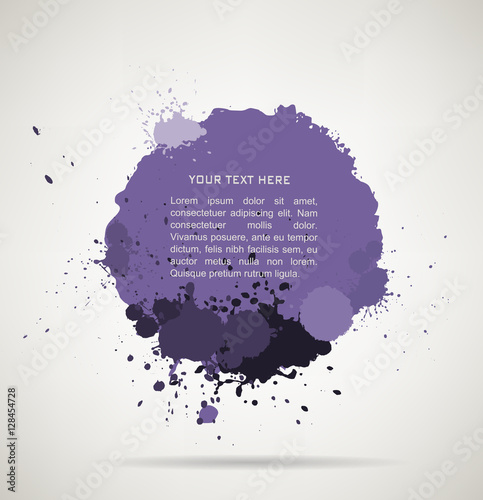 purple Ink splats with text space. vector ink splashes.