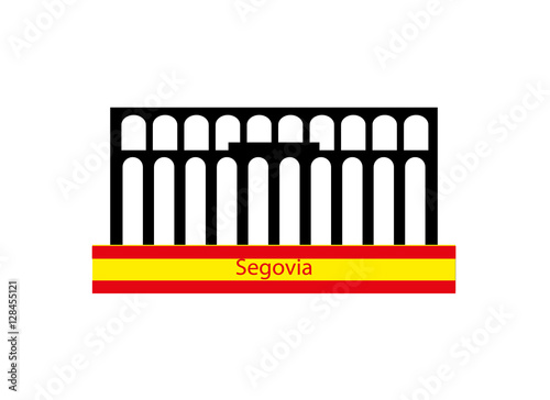 Skyline of segovia aqueduct in spain
