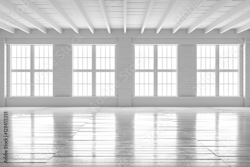 White room interior  open space loft mockup