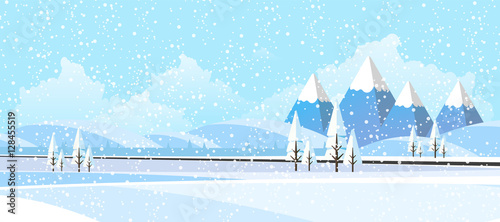 Winter Landscape Background. Flat Vector Illustration

