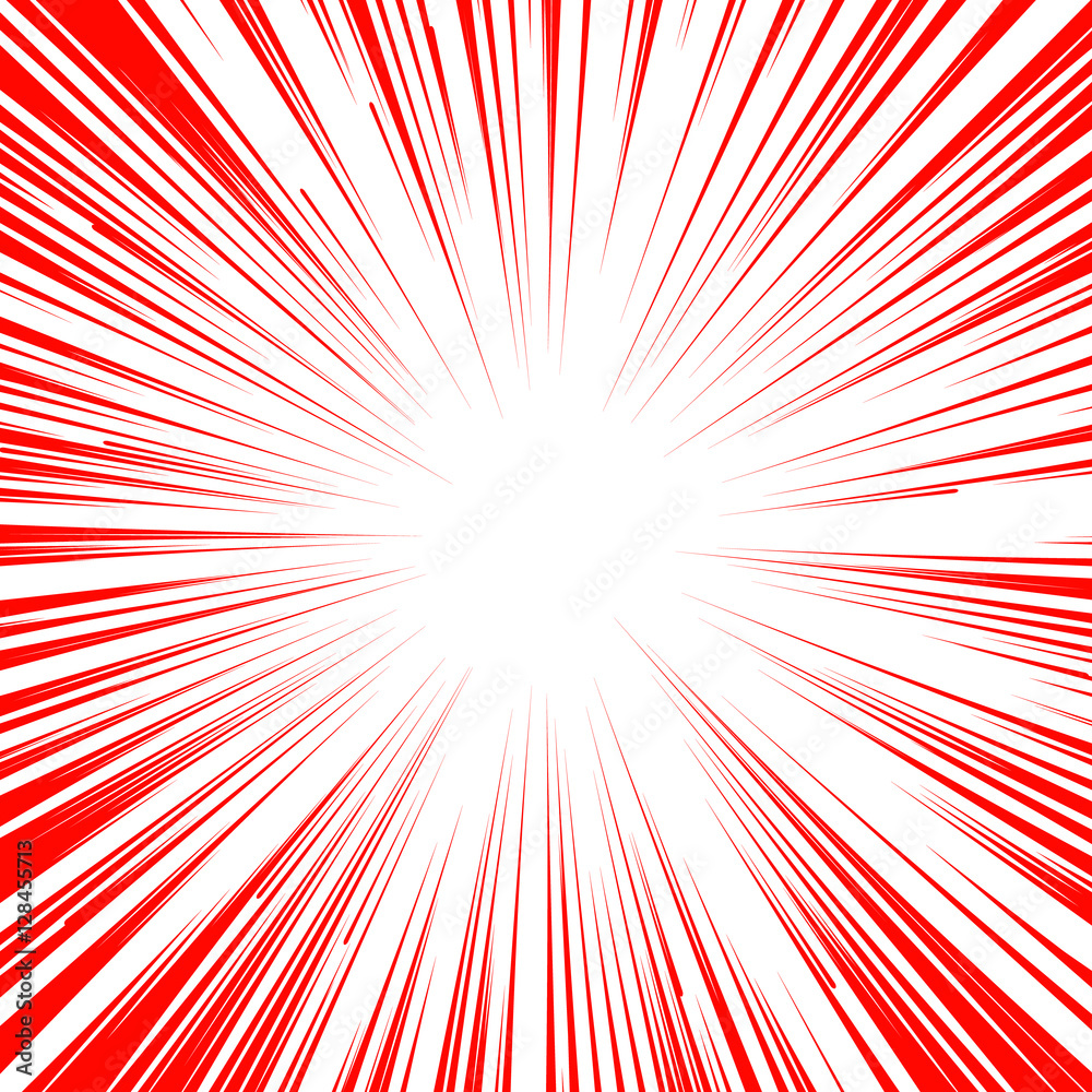 Manga comic book flash explosion radial lines background.