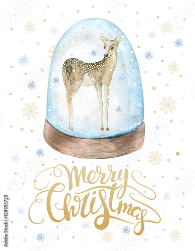  Merry Christmas watercolor lettering with watercolour fun baby  photo