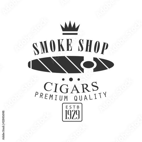 Cigar Smoke Shop Premium Quality Smoking Club Monochrome Stamp For A Place To Smoke Vector Design Template