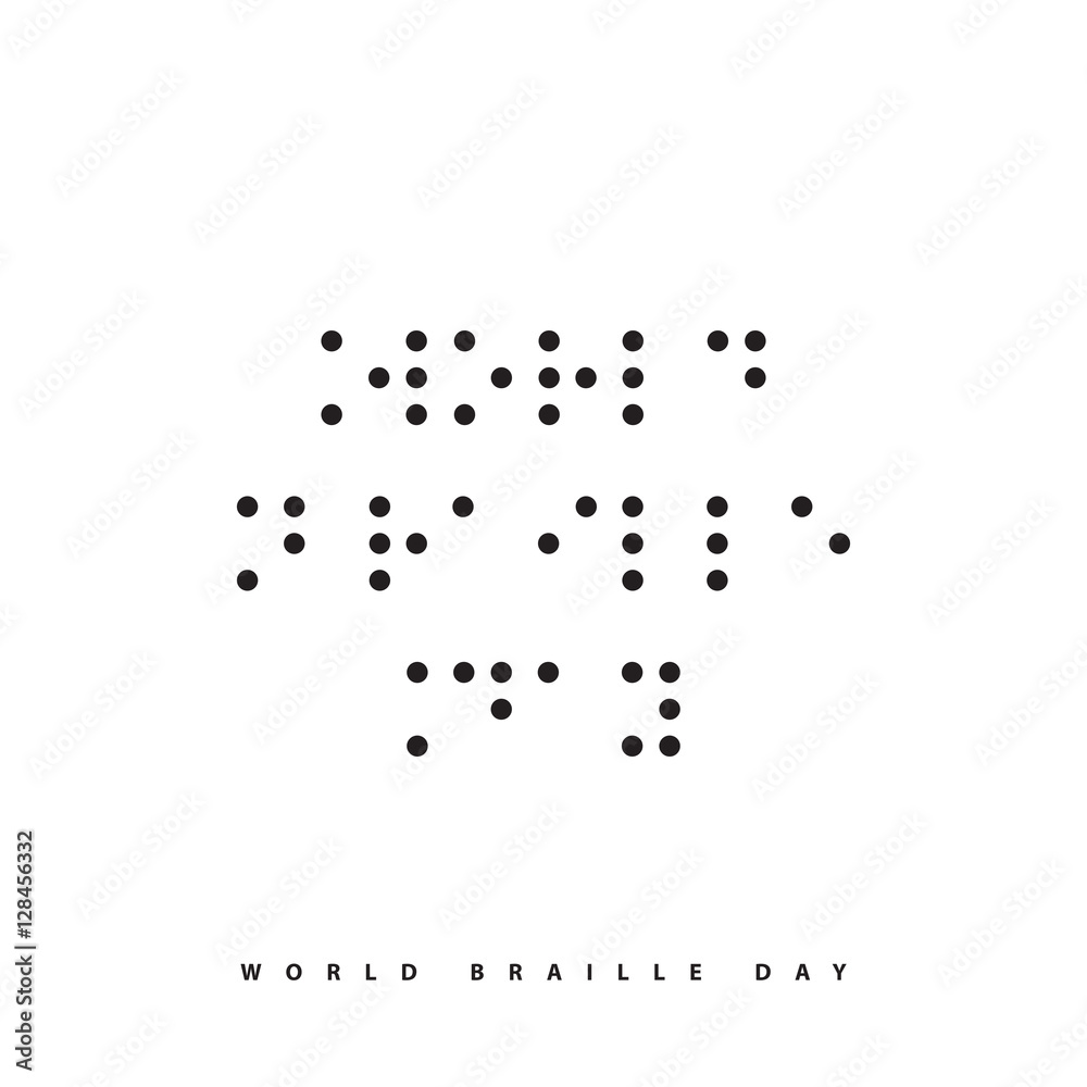 World Braille Day sign, message written in Braille alphabet. Vector  graphics. Stock Vector | Adobe Stock