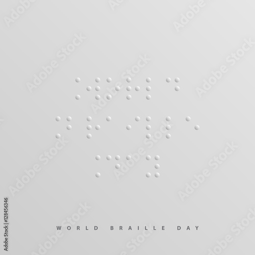 World Braille Day sign, message written in Braille alphabet. Vector graphics.